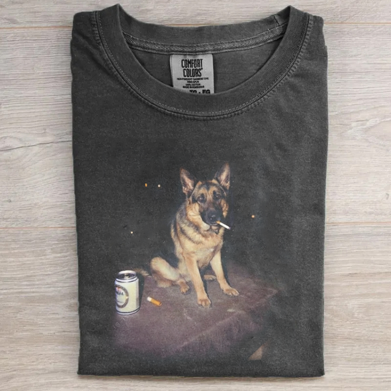 Funny German Shepherd Smoking Meme T-shirt