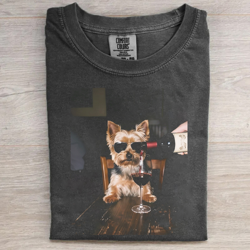 Yorkie Dog Wine Hour T-shirt
