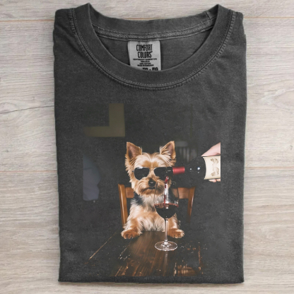 Yorkie Dog Wine Hour T-shirt