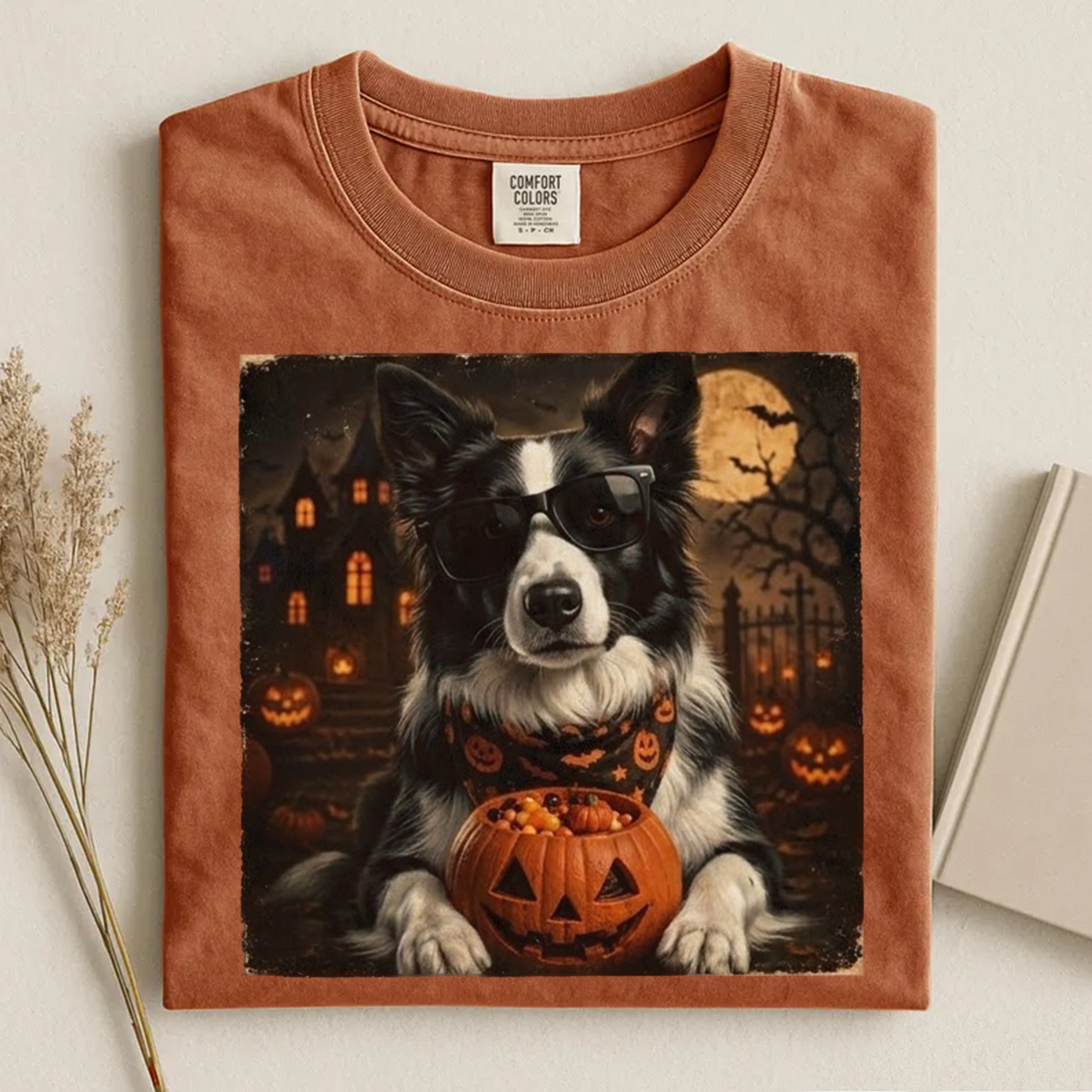 Cool Border Collie Halloween T-shirt