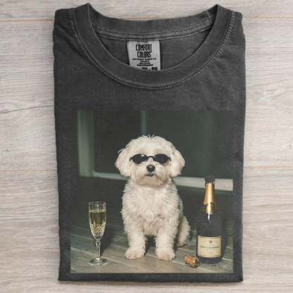 Funny Maltese Drinking Champagne T-shirt