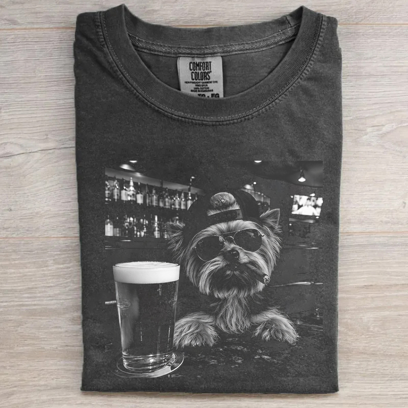 Funny Yorkie Drinking Beer T-shirt