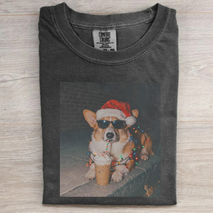 Corgi Dog Christmas Iced Coffee T-shirt