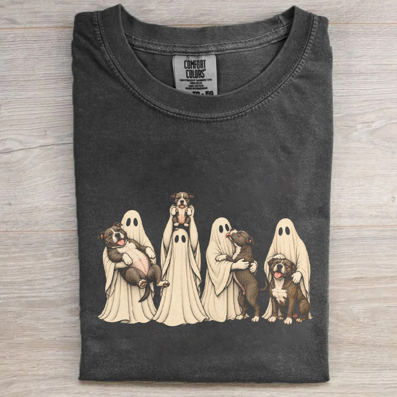 Ghost Pit Bull Dog Halloween T-shirt