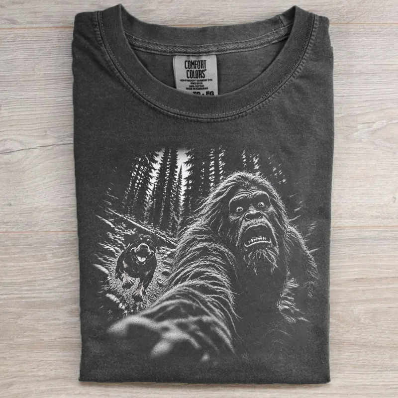 Rottweiler Dog Running After Bigfoot T-shirt