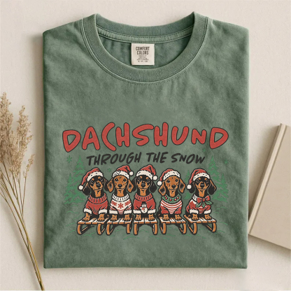 Christmas Dachshund DogThrough The Snow T-shirt