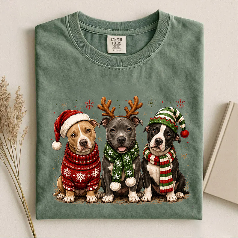 Pitbull Dog Christmas T-shirt