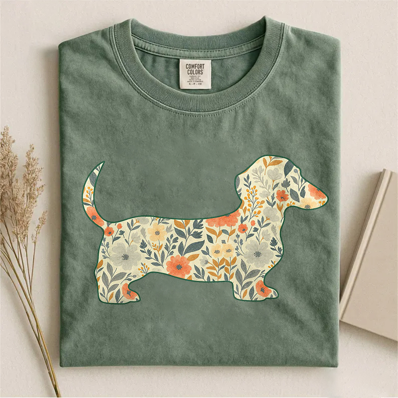 Floral Dachshund T-shirt