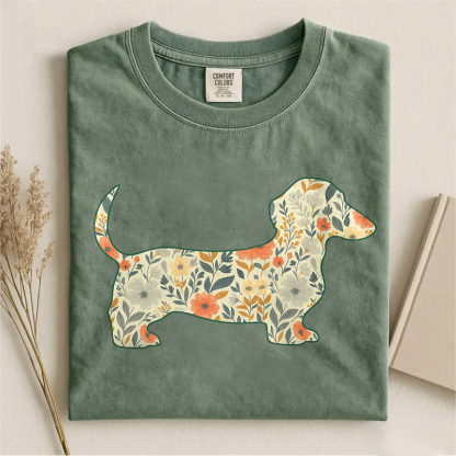 Floral Dachshund T-shirt