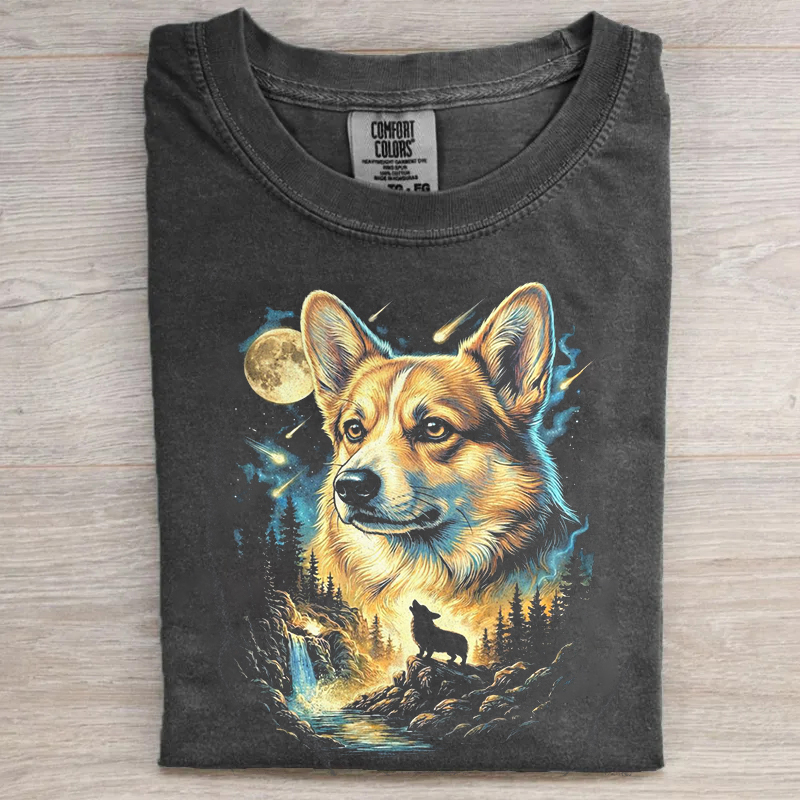 Corgi Howling Moon T-shirt