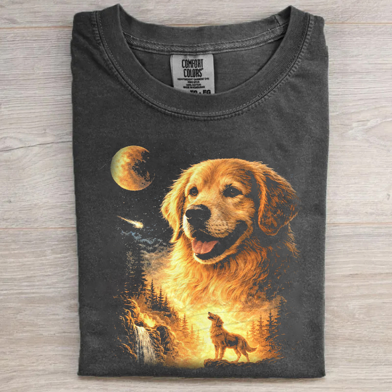 Vintage Golden Retriever Full Moon T-shirt