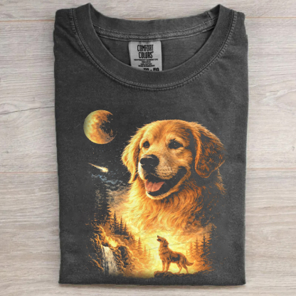 Vintage Golden Retriever Full Moon T-shirt