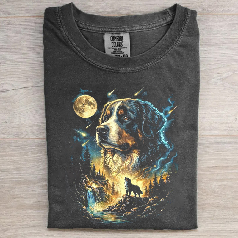 Bernese Mountain Dog Howling Moon T-shirt