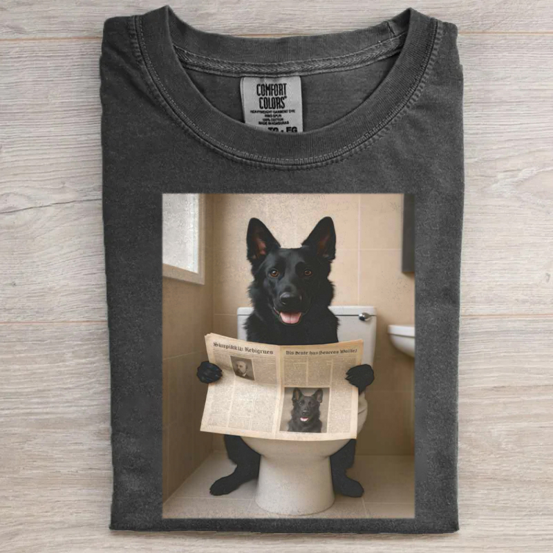 Black German Shepherd Bathroom T-shirt