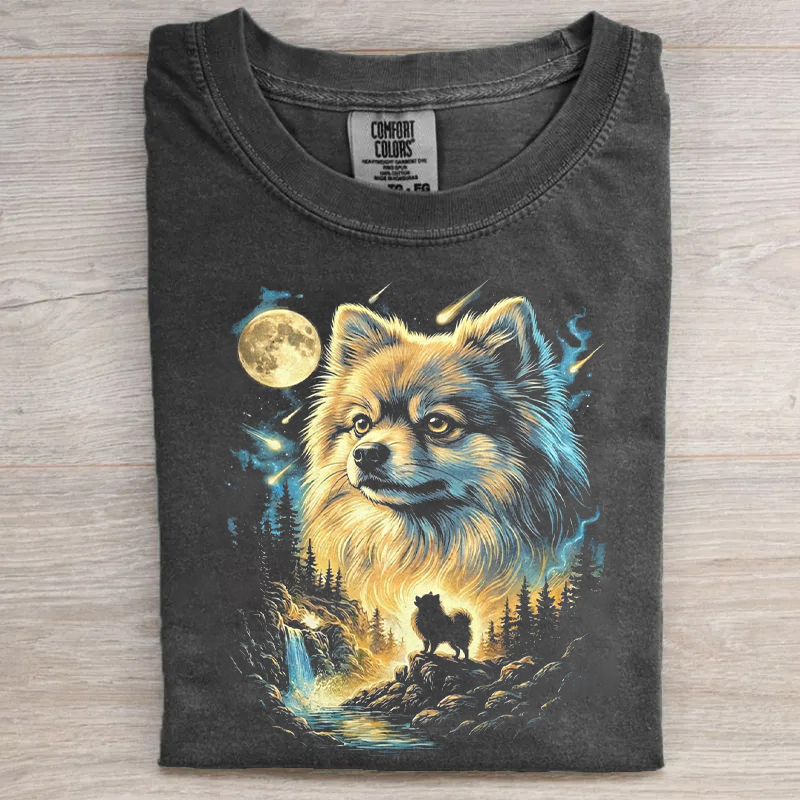 Pomeranian Howling Moon T-shirt