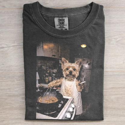 Retro Cooking Yorkie Meme Graphic T-shirt