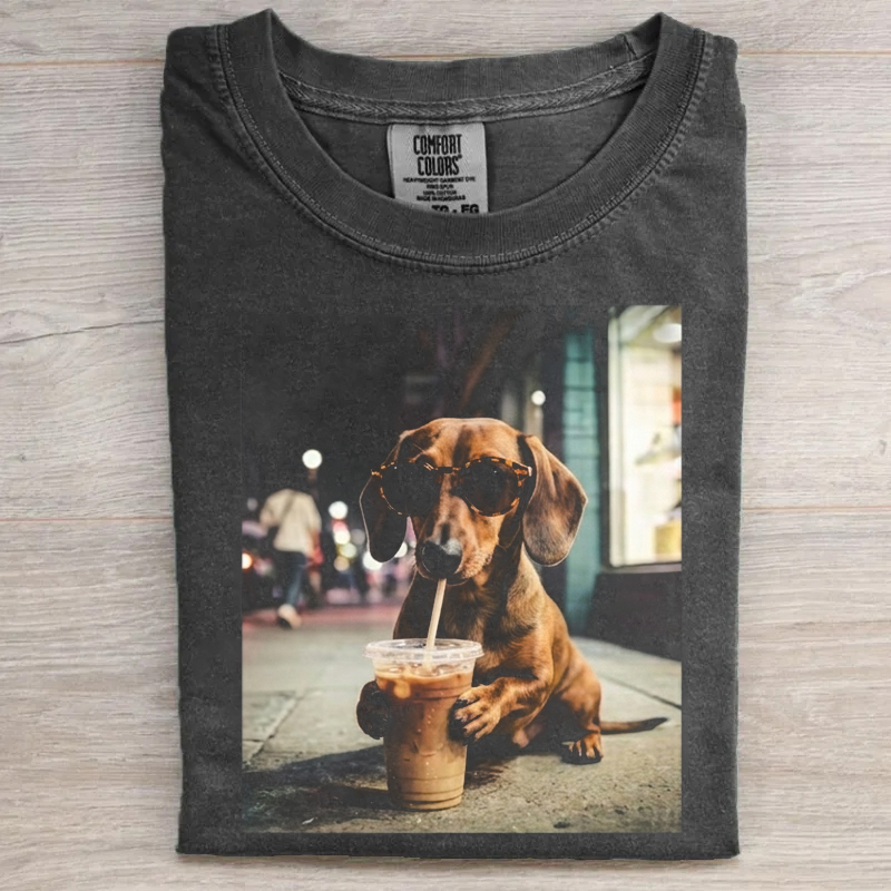 Dachshund Iced Coffee Graphic T-Shirt