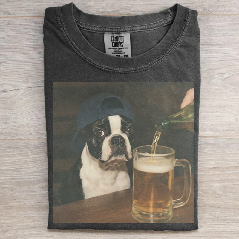 Boston Terrier Drinking Beer T-shirt