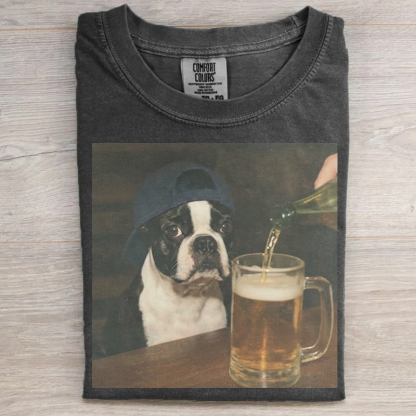 Boston Terrier Drinking Beer T-shirt