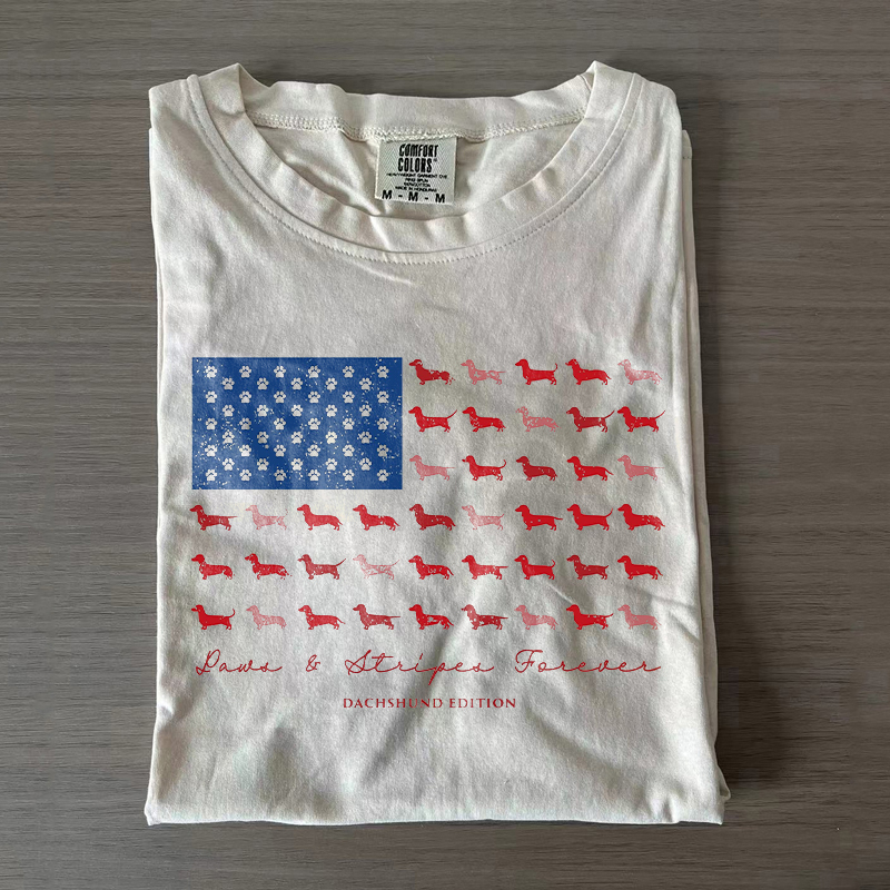 Paws and Stripes Forever Dachshund Edition T-shirt