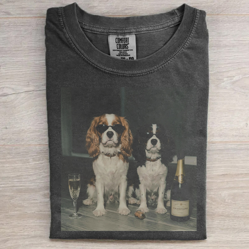 Funny Cavalier King's Drinking Champagne T-shirt