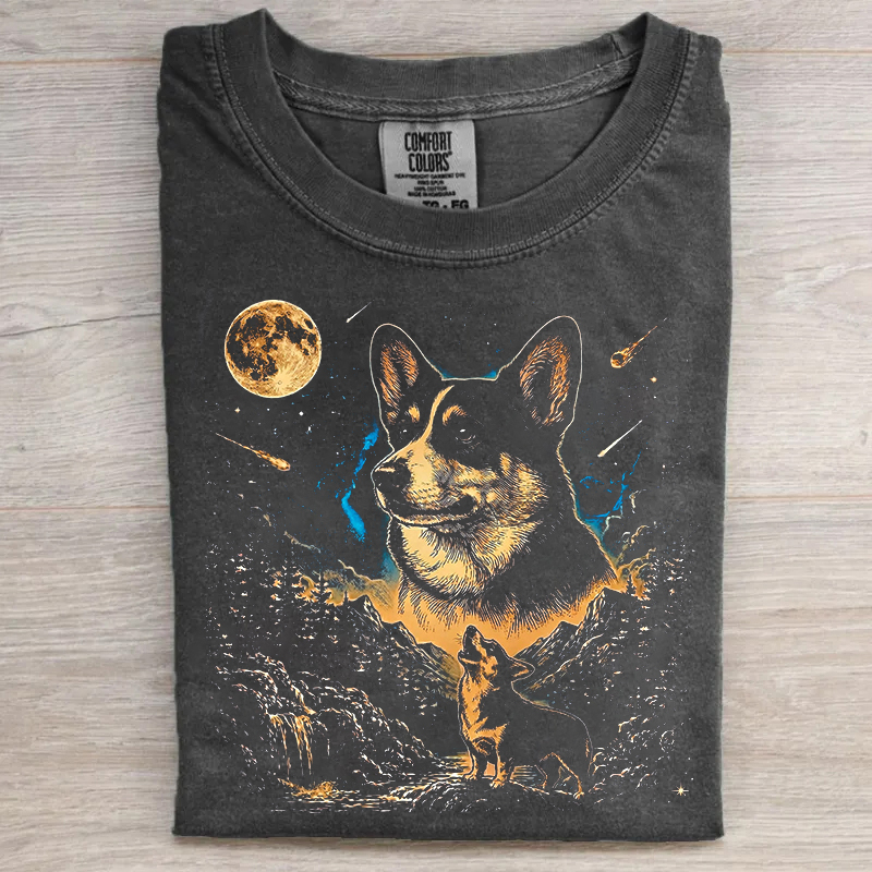Corgi Howling Moon T-shirt