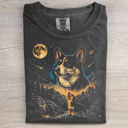 Corgi Howling Moon T-shirt