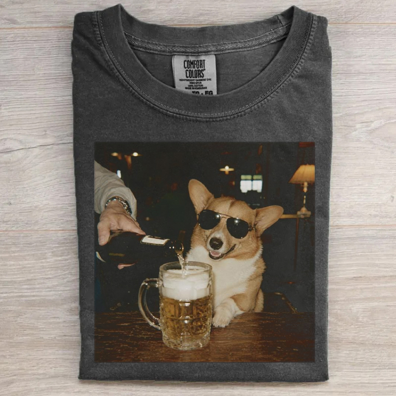 Funny Corgi Drinking Beer T-shirt