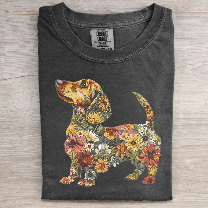 Floral Dachshund T-shirt