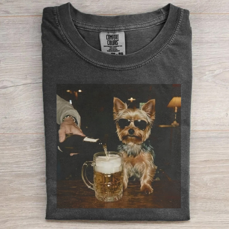 Yorkie Drinking Beer T-shirt