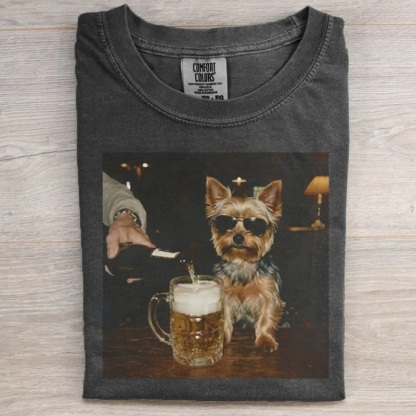 Yorkie Drinking Beer T-shirt