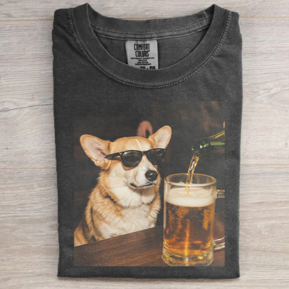 Funny Corgi Drinking Beer T-shirt