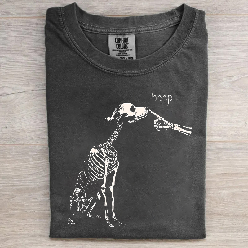 Funny Dog Skeleton Boop Halloween T-shirt