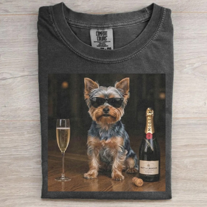 Yorkie With Champagne T-shirt