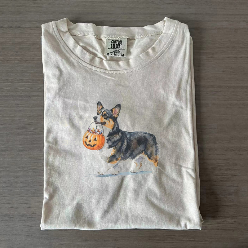 Tri color Corgi Halloween T-shirt