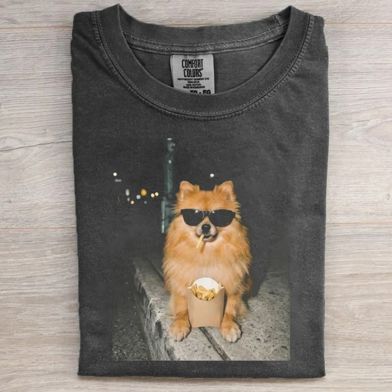 Pomeranian With French Fries T-shirt