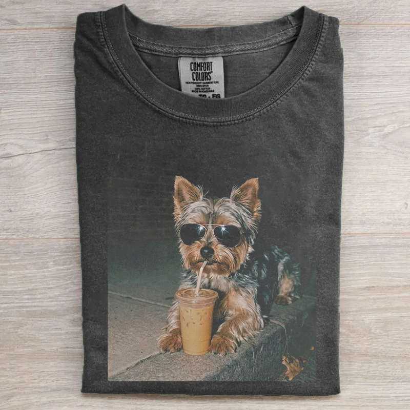 Yorkie Dog Iced Coffee T-shirt