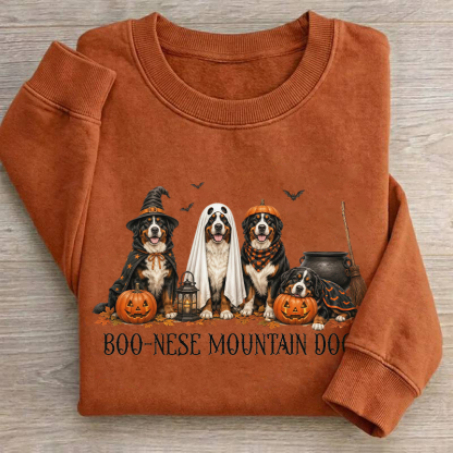 Boo-Nese Mountain Dogs Halloween Pumpkin Sweatshirt