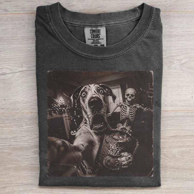 Halloween Great Dane Scary Skeleton T-shirt
