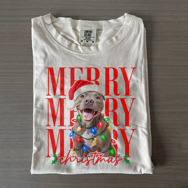 Merry Christmas Pitbull Dog T-shirt