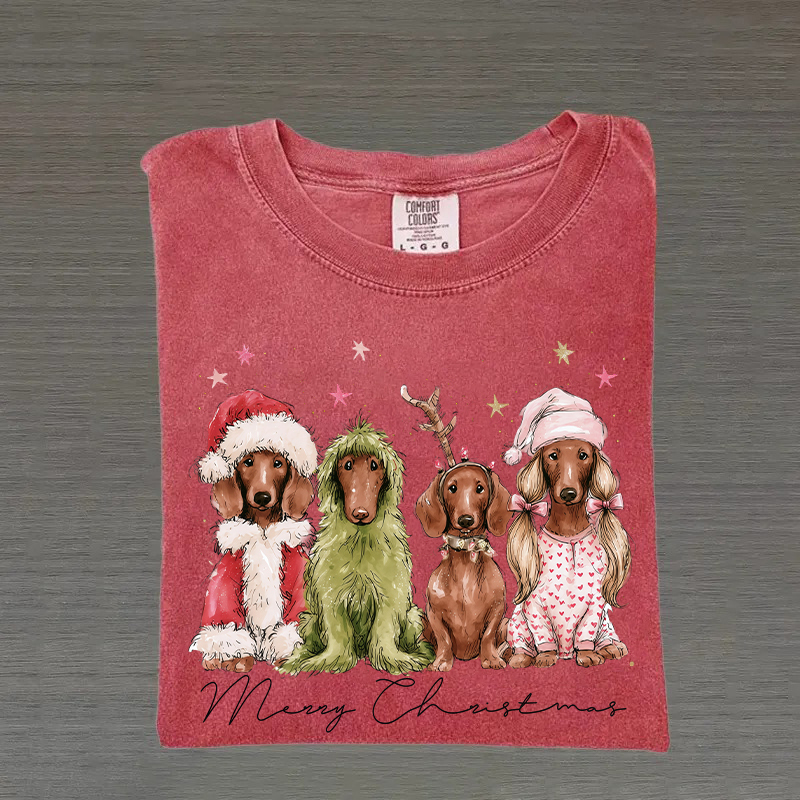 Christmas Preppy Dachshund Dog T-shirt