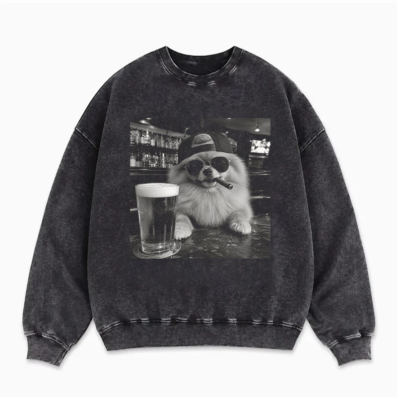 Funny Pomeranian Dog Drinking Sweatshirt