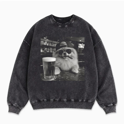 Funny Pomeranian Dog Drinking Sweatshirt