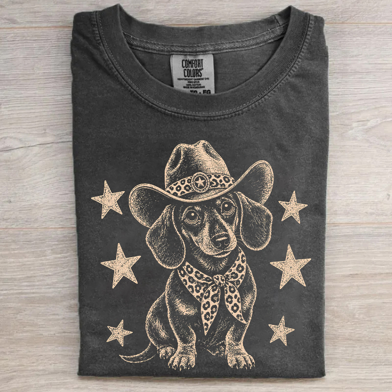 Rustic Western Cowboy Dachshund Dog T-shirt
