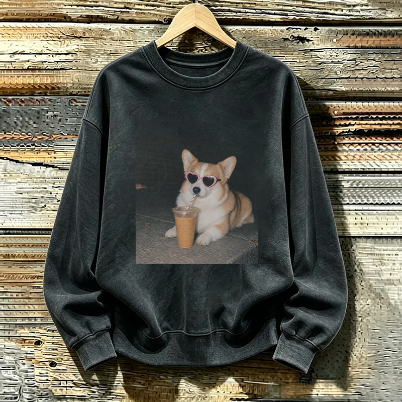 Corgi Dog Iced Coffee Sweatshirt