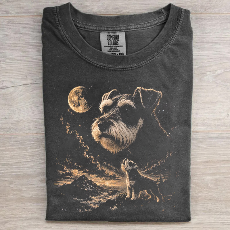 Miniature Schnauzer Dog Howling To The Moon T-shirt