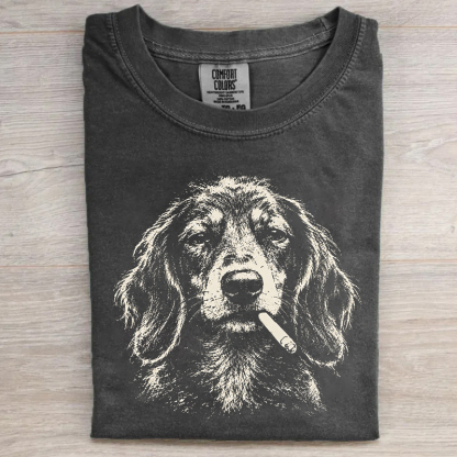 Vintage Smoking Dachshund Dog T-shirt