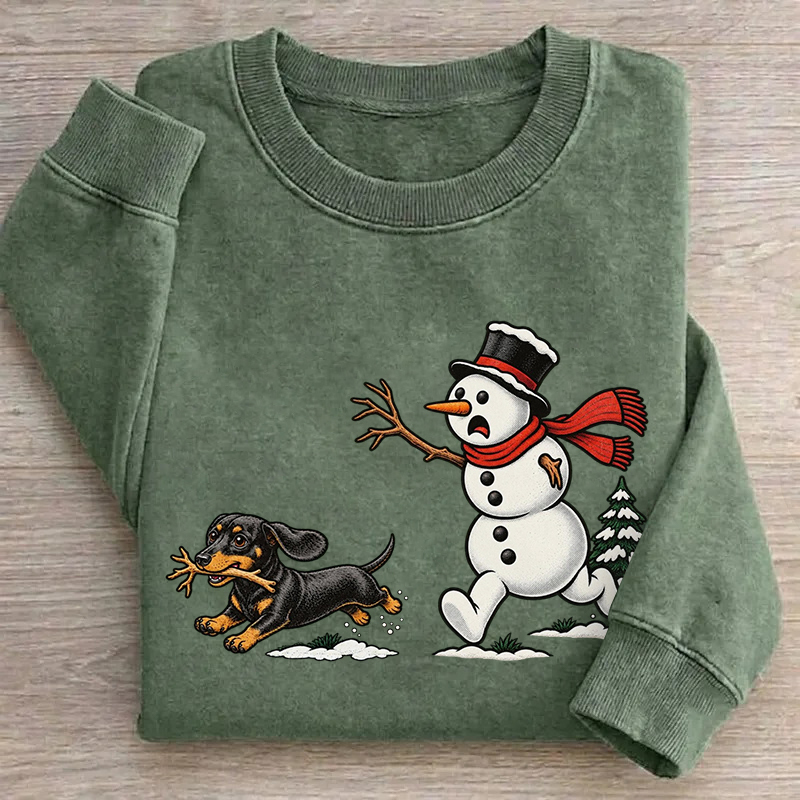 Funny Snowman With Dachshund Dog Sweatshirt