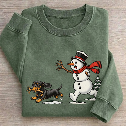 Funny Snowman With Dachshund Dog Sweatshirt