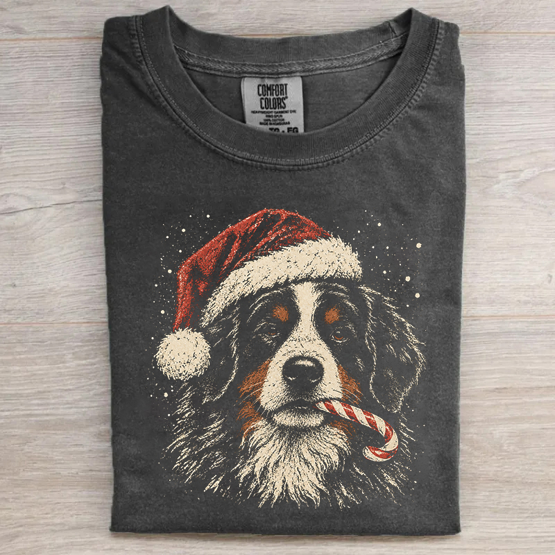 Christmas Bernese Mountain Dog With Candy Cane T-shirt